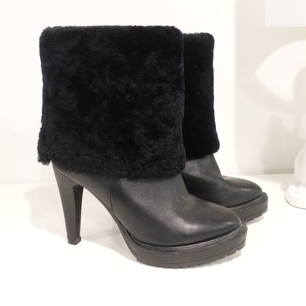 Black Platform Mouton Short Boots